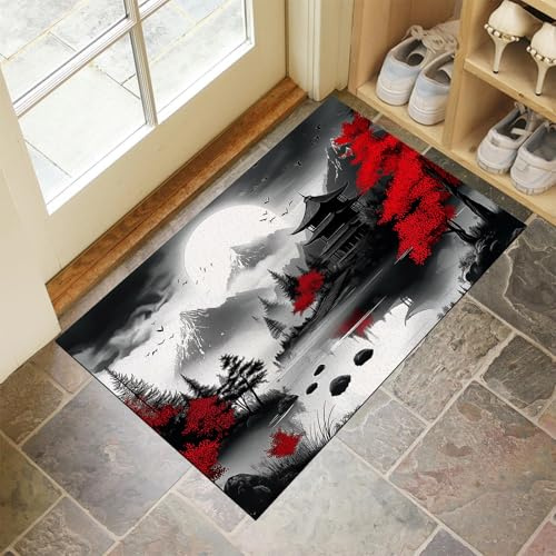 Eingang Fußmatte 40X60Cm - Innen Und Außen Waschbar Fussmatt, Wasserdicht Türmatte, Japanische Architekturlandschaft Rutschfester Schmutzfänger Teppich Für Eingang, Haustür, Patio, Flur, Garten