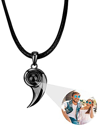 Benutzerdefinierte Foto Projektion Halskette personalisierte Herz-Halskette mit Bild Freundschaft passende Halsketten Yin Yang Anhänger Halskette für Männer Frauen Liebe Herz Puzzle Paare Halskette