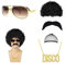 MIVORA 5er Set Herren Perücke, 70er Jahre Disco Dude Dirt Bag Perücke Halskette Schnurrbart kurz gelockt Afro Shaggy Perücke, Männer Karneval Fasching Perücke Faschingskostüme Halloween Party,Schwarz