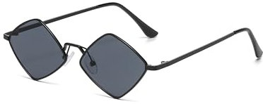WDZAYXC Diamon mode Sonnenbrille mit Metallrahmen,Klassische Rechteckige Sonnenbrille,UV400 Schutz (schwarz/schwarz)