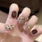 24pcs Short Press on Nails Square False Nails Glitter Gold Leopard Print Fake Nails Rhinestone Gem Stick on Nails Removable Glue-on Acrylic Nail Tips Accessories for Women