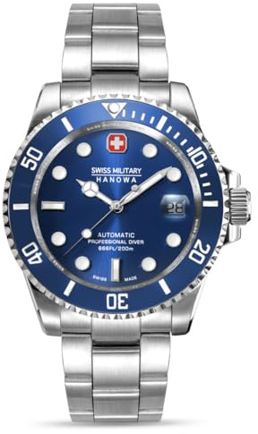 Swiss Military Hanowa Herren Automatikuhr Sealord Professional Diver 41 MM Durchmesser Datum Saphirglas