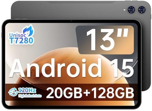 TECLAST 2025 Newest Tablet 13.4 Inch, T65 Android 15 Tablet, 20GB RAM 128GB ROM(TF 1TB), 8000mAh, 2.4G/5G WiFi,1920x1200 IPS, Quad-Core Large Tablets, 5+13MP, BT5.0 - Metal