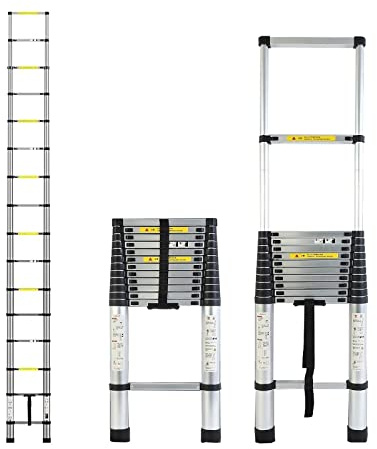 JCNAGXY Scale, Scaletta Estensibile Telescopica 6.2Ft-20.3Ft, Scala Estensibile Pieghevole in Alluminio, Scale Pieghevoli Retrattili per Lavori all'Aperto in Casa e Camper, capacità