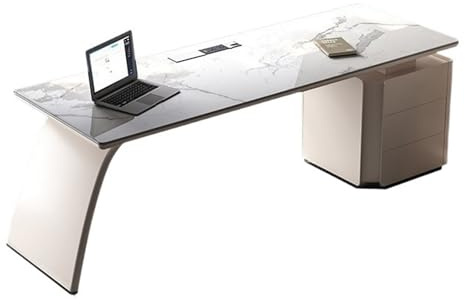 ZENGXJYCQINGJIANG Gaming Desk Executive Desk, Rock Slab Top Office with Storage Cabinet, Large Writing Table Business Furniture Workstation(M)