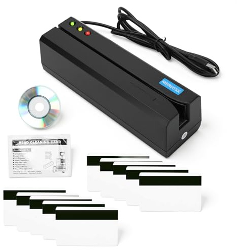 EIMSOAH MSR605X Lettore di Carte a Banda Magnetica Encoder a Scorrimento USB 3 Tracce Lettura Scrittura Traccia 1 2 3 con Indicatore LED Cicalino