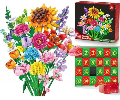 Adventskalender 2025, beliebter Adventskalender für Frauen im Jahr 2025, enthält 24 künstliche Blumendekorationen (A)