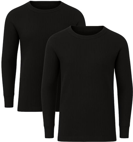 Golomak Pack of 2 Mens Thermal Long Sleeve Tops, Warm Crew Neck Base Layer Shirts for Winter Work, Hiking & Outdoor Sports – Lightweight Thermal Underwear Tops Size S-XXL
