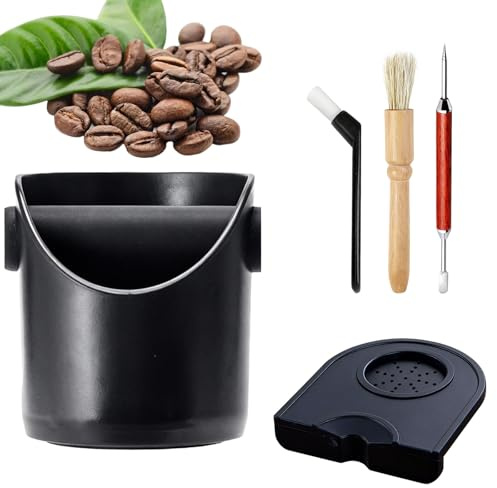 Abklopfbehälter für Siebträger - Komplettset mit Tamper-Matte, Milchschaum-Nadel und 2 Reinigungsbürsten für eine saubere und organisierte Kaffeestation