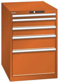 kaiserkraft | ESD-Schubladenschrank | BxTxH 564 x 725 x 800 mm | 5 Schubladen | Traglast 75 kg | orange
