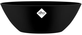 elho Brussels Oval Vaso di Fiori, Living Black, 13.6x20.5x10.4 cm