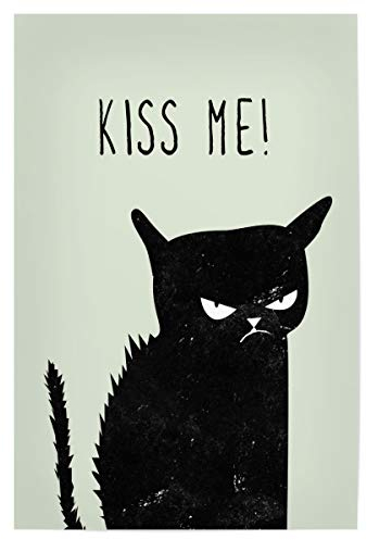 artboxONE Poster 45x30 cm Typografie Kiss me cat hochwertiger Design Kunstdruck - Bild Katze böse cat