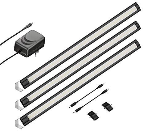 ledscom.de LED Unterbau-Leuchte SIRIS schwarz matt, Eckmontage, flach, je 50cm, je 655lm, weiß, 3er Set