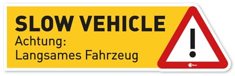 iSecur Magnet-Schild Slow Vehicle 40 x 12 cm für Auto LKW Wohnmobil kfz354 | für Oldtimer Wohnwagen Wohnmobil LKW Bus, Achtung langsames Fahrzeug, 1 abnehmbares Magnetschild in der Größe 40 x 12 cm