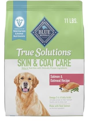 Blue Buffalo True Solutions Skin & Coat Care Natural Dry Dog Food for Adult Dogs, Salmon, 11-lb. Bag