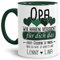Tassendruck Geschenk Tasse mit Spruch PERSONALISIERT - Bestes Geschenk für Opa von Enkelkindern - Kaffee-Tasse/Geschenkidee Geburtstag Vatertag/Vatertagsgeschenk - Innen & Henkel Dunkelgrün