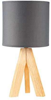 Pauleen 48104 Woody Love Tischleuchte max20W E14 Tripod skandinavische Dreibeinlampe Grau Tischlampe 230V Holz/Stoff