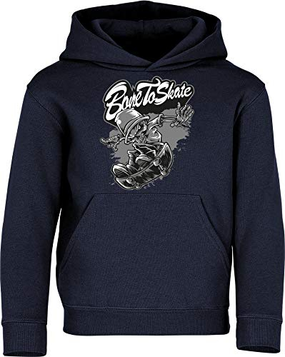 (A) Kinder Pullover: Skate or Die - Hoodie Kapuzenpullover Pulli Skateboard Skaten Skater Skaters Board SK8 (Navy 140)