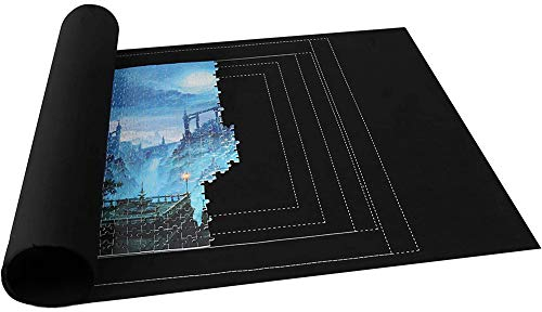 Große Filz Puzzle Matte, NALCY Jigsaw Rolls, Mat Jigsaw Mats, Tragbare Puzzle-Bodenmatte, Spielmatte für 1500-Teiligen Puzzlespieler, zur Aufbewahrung von Puzzles, Schwarz