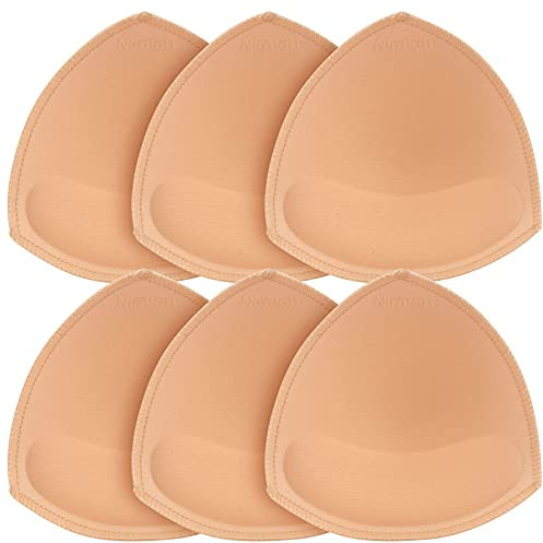 Nimiah Bra Insert Pads Swimsuit Padding Bra Cups Inserts with Sewn Edges | Removable Bra Replacement Pads for Sports Bra Bikini Bathing Suits | 3 Pairs Breast Enhancers for C/D Cup