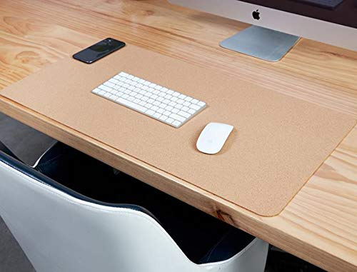 AORUI Sous-main en liège naturel doux et respectueux de l'environnement, protection table bureau, surface lisse, grand tapis souris, d'écriture antidérapant pour bureau/maison, 90 x 45 cm