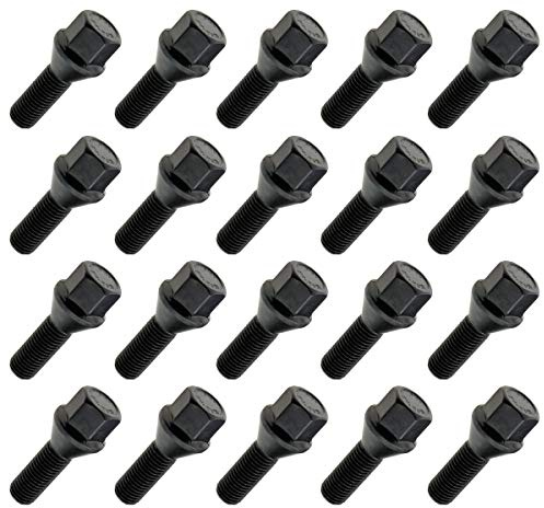 20x Radschrauben M12x1,5 Radbolzen Kegel 60° Kegelbund SW17 45mm Schwarz