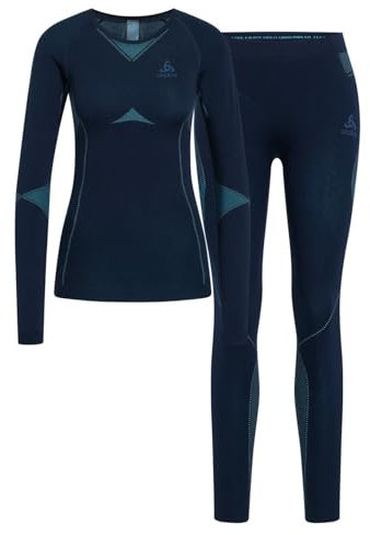 Odlo Damen Funktionsunterwäsche Set FUNDAMENTALS PERFORMANCE WARM, dark sapphire - blue radiance, XL
