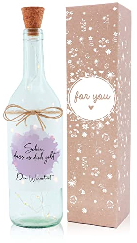 OWLBOOK Schön, dass es dich gibt Farbklecks Flaschenlicht personalisiert Geschenke für Frauen Geschenkideen für beste Freundin Kollegin Mama Oma Partnerin zum Geburtstag Ostern Weihnachten