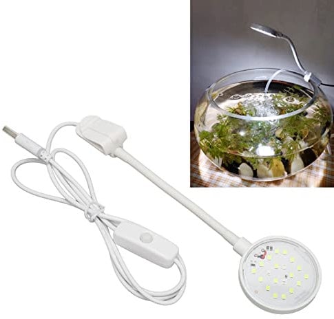 Atyhao Fish Tank Clip Light, Mini Aquarium USB Led Light Plant Grow Clip on Light with Switch for Small Fish Shrimp Tank Fishbowl