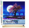 Figured'Art Malen Nach Zahlen Erwachsene Mit Rahmen Baum und großer Mond - Paint by Numbers Basteln DIY Bastelset 40x50cm Mit Keilrahmen (nicht gespannt)