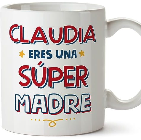 MUGFFINS Tazas Personalizadas para MADRE/MAMÁ - En Español - Eres Súper - 11 oz / 330 ml - Regalo personalizable original y divertido