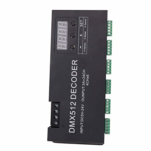 Digitaler Display-Decoder 24-Kanal-DMX-Decoder RGBW DMX512 Dimmtreiber LED-Controller für Bühnenbar DC5V24V Synchronisieren Sie Mehrere Decoder und LED-Leuchten mit Einfacher
