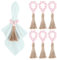 Meplait Serviettenringe mit Holzperlen, Bauernhaus, dehnbar, Serviettenringe mit Quaste, Boho-Design, für Esstisch & Hochzeitsdekoration (Rosa)