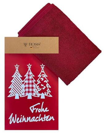 Ross 2er Baumwoll Geschirrtuch Set Weihnachtsbäume rot 1x Geschirrtuch 50x70 cm + 1x Küchenfrottiertuch 50x50 cm