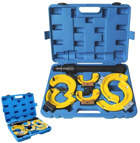 UISEBRT Federspanner Satz - Universal Federspanner Auto Federbein Spannen bis 1000KG - Tuning Federbeinsystem Tieferlegung KFZ Werkzeug mit Blau Kunststoffbox