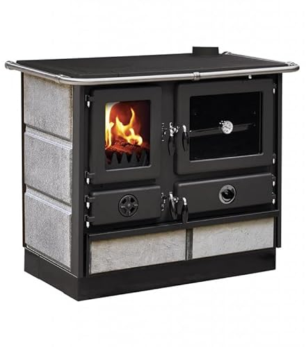 INTERSTOVES - Cuisinière à bois Magnum Thermo MBS en fonte | bouilleur sortie côté droit - Pierre ollaire