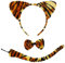 Chyuxinda 3er Tier Tiger Kostüm Tigerenohren Stirnband Schwanz und Fliege für Tierkostüm Cosplay Geburtstagsparty Halloween Partyzubehör Karneval
