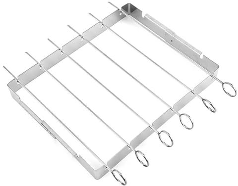 Grillspieße Set, Edelstahl Outdoor Schaschlik-Grillspieße mit Faltbarer BBQ-Halterung für Gasgrill, Holzkohlegrill, Smoker