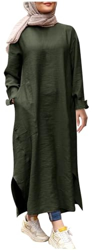 OUMSHBI Islamische Kleider Tesettür Giyim Tunika Tesettür Abiye Elbise Uzun Düğünlük Muslimisches Kleid für Damen Tesettür Giyim Muslimische Robe Mit Hijab Muslimische Kleider Damen 2 Teiler