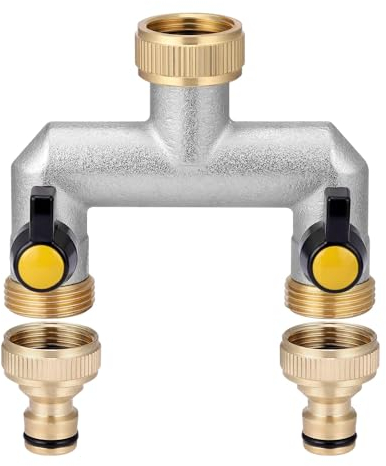 Mineup Distributeur 2 Voies, Séparateur De Tuyau Darrosage Vanne 2 Voies, G 3/4 Pouce (26.5mm) Femelle à 2 Voies G 3/4 Pouce (26.5mm) Mâle, Raccordement Distributeur Deau Connecteur