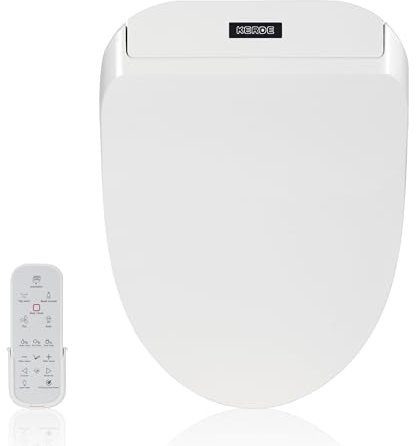 KERDE Bidet WC-Sitz, weiß, endlos warmes Wasser, hintere und vordere Waschung, LED-Licht, leiser Betrieb, kabellose Fernbedienung, P30Y