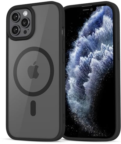 LoeoeL for iPhone 11 Pro Case Clear Mag Safe, Ultra Thin Slim Cover Magnetic Compatible with Magsafe Phone Case for Women Men Girl, Cute Soft TPU Silicone & Transparent Anti-Yellow Hard Plastic, Black