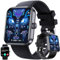Smartwatch Damen mit Telefonfunktion, 2,02 HD Großer Bildschirm Sportuhr Herren mit Bluetooth Anrufe Fitnessuhr Herzfrequenzmonitor Schlafmonitor Schrittzähler, Smart Watch für iOS Android (Schwarz)