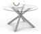 IDMarket - Mesa de centro redonda Alix Pie araña Bandeja de cristal, Pie de acero, efecto cromado