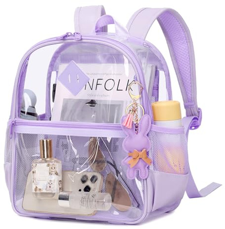 MUSEVOS Transparenter Rucksack für Stadionveranstaltungen, zugelassen, 30,5 x 15,2 x 30,5 cm, dicke Mini-Tasche aus TPU mit Vordertasche für Konzertsport