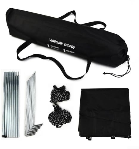 Eawfgtuw Auto-Markise, Campingzelt, Universal-Markise, Sonnenschutz, Wohnmobil, Sonnenschutz, für Wohnmobil, SUV, Schwarz, 300 x 150 cm