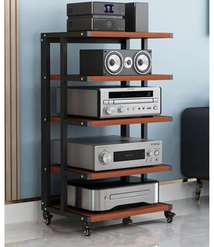 DZZTHSH Audio equipment storage rack, Multi-layer media stand, CD player HIFI equipment rack, Stereo open audio cabinet, With universal wheels, Suitable for home and entertainment venues