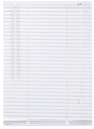 APEX FURNISHINGS PVC Venetian Blinds - 25mm Slats Easy Fit PVC Window Blinds Child Safe Fittings Trimmable curtains Windows Shutters for Home Office (White 105W x 150L cm)