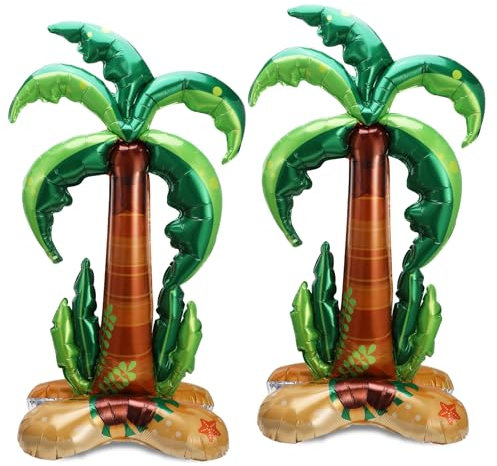 OOTSR 2Pcs 46inch Palm Tree Balloons, Inflatable Foil Balloons for Summer Beach Tropical Hawaiian Luau Kids Birthday Party Decoration