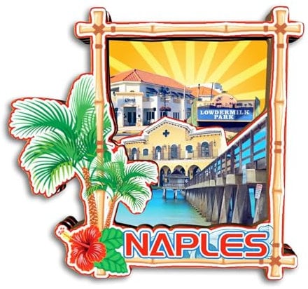 Quwsne Refrigerator Magnet Naples Florida America Fridge Magnet City Travel Souvenirs Tourist Gifts 3D Classic Landmarks Handmade Crafts Home Decoration -4104